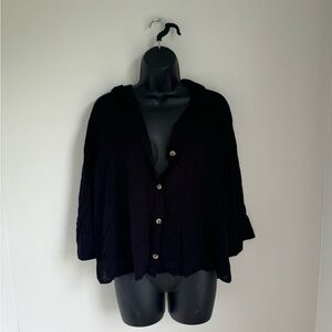 Divided Black Button Up Blouse Size 12